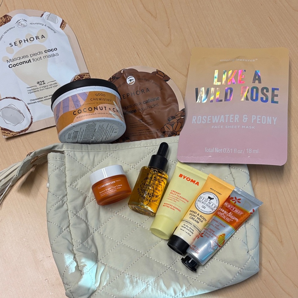 Assorted beauty essentials w bag